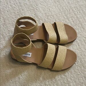 Steve Madden Beige Woven Strap Sandals